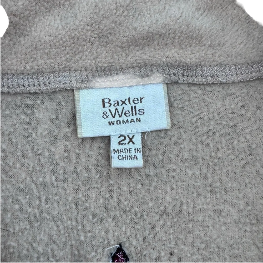 Baxter & Wells Tan  Zip Up Embroidered Birds Fleece Vest Size 2XL